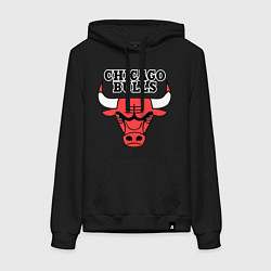 Толстовка-худи хлопковая женская Chicago Bulls, цвет: черный