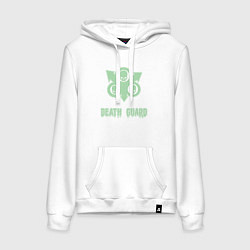Толстовка-худи хлопковая женская Гвардия смерти Нургла винтаж лого, цвет: белый