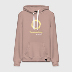 Толстовка-худи хлопковая женская Тысяча сынов хаос винтаж лого, цвет: пыльно-розовый