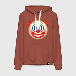 Толстовка-худи хлопковая женская Эмодзи Клоун, цвет: кирпичный