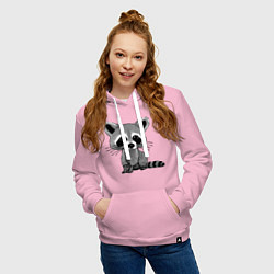 Толстовка-худи хлопковая женская Милый крошка енот, цвет: светло-розовый — фото 2