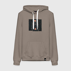 Толстовка-худи хлопковая женская Оранжевая луна и медведь шаман, цвет: утренний латте