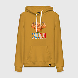 Толстовка-худи хлопковая женская CapyGYM - лучший бодибилдинг, цвет: горчичный