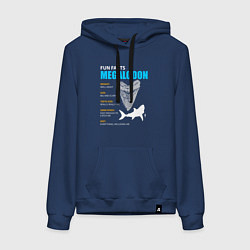 Толстовка-худи хлопковая женская Забавные факты о мегалодонах, цвет: тёмно-синий