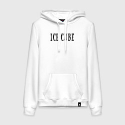 Толстовка-худи хлопковая женская Ice Cube - logo, цвет: белый