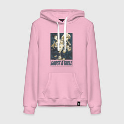 Толстовка-худи хлопковая женская Ghost in the shell all, цвет: светло-розовый