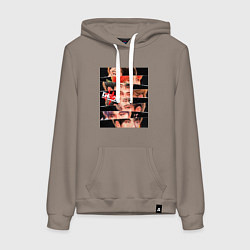 Толстовка-худи хлопковая женская Stray Kids eyes, цвет: утренний латте