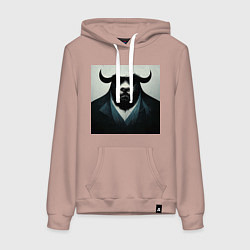 Толстовка-худи хлопковая женская Бык гангстер, цвет: пыльно-розовый