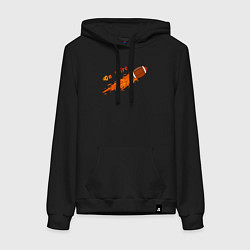 Толстовка-худи хлопковая женская В огне американский футбол, цвет: черный