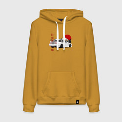Толстовка-худи хлопковая женская Nissan Silvia S14 Sr20 Japan Car, цвет: горчичный