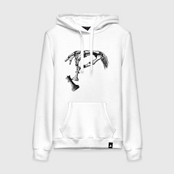 Толстовка-худи хлопковая женская Рука с шахматами, цвет: белый