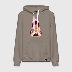 Толстовка-худи хлопковая женская Моя новая горничная очень подозрительна, цвет: утренний латте