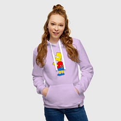 Толстовка-худи хлопковая женская Хулиган Барт Симпсон, цвет: лаванда — фото 2