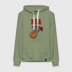 Толстовка-худи хлопковая женская Basketball - NBA logo, цвет: авокадо