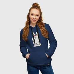Толстовка-худи хлопковая женская Cute Rabbit, цвет: тёмно-синий — фото 2