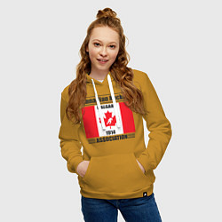 Толстовка-худи хлопковая женская Федерация хоккея Канады, цвет: горчичный — фото 2