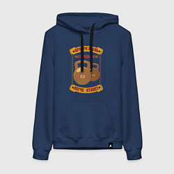 Толстовка-худи хлопковая женская Протри пыль, гиревик, цвет: тёмно-синий