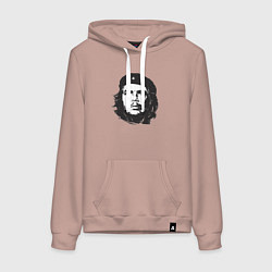 Толстовка-худи хлопковая женская Че Гевара - рисунок, цвет: пыльно-розовый