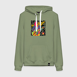 Толстовка-худи хлопковая женская Мужчина с гитарой ретро, цвет: авокадо