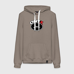 Толстовка-худи хлопковая женская Onyx - black logo, цвет: утренний латте