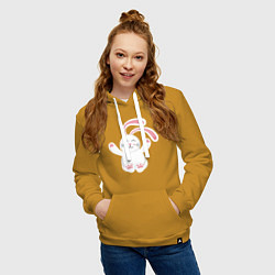Толстовка-худи хлопковая женская Cute Rabbit, цвет: горчичный — фото 2
