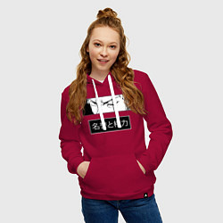 Толстовка-худи хлопковая женская Взгляд Зоро - Вон пис, цвет: маджента — фото 2