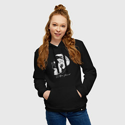 Толстовка-худи хлопковая женская Портрет Зигмунда Фрейда - иллюзия, цвет: черный — фото 2