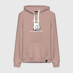 Толстовка-худи хлопковая женская I like people rabbit, цвет: пыльно-розовый