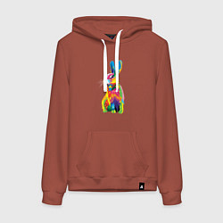 Толстовка-худи хлопковая женская Кролик в стиле поп-арт, цвет: кирпичный