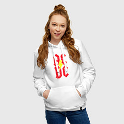 Толстовка-худи хлопковая женская AC DC logo, цвет: белый — фото 2