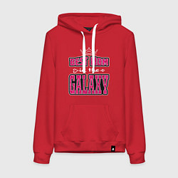 Толстовка-худи хлопковая женская Лучшая мама в галактике, цвет: красный