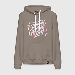 Толстовка-худи хлопковая женская Люблю тебя мамуля, цвет: утренний латте
