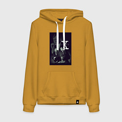 Толстовка-худи хлопковая женская X poster, цвет: горчичный
