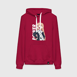 Толстовка-худи хлопковая женская Power Человек бензопила, цвет: маджента