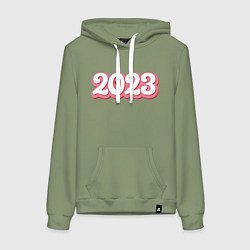 Толстовка-худи хлопковая женская Love 2023, цвет: авокадо