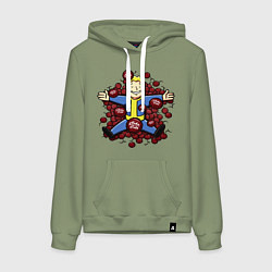 Толстовка-худи хлопковая женская Vault boy caps, цвет: авокадо