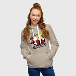 Толстовка-худи хлопковая женская Vault boy - nuka cola, цвет: миндальный — фото 2