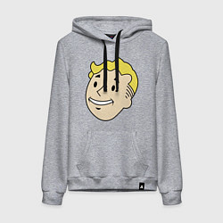 Толстовка-худи хлопковая женская Vault boy head, цвет: меланж