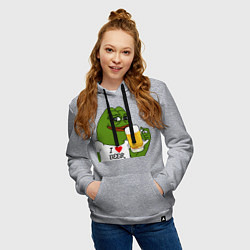 Толстовка-худи хлопковая женская Drink Pepe, цвет: меланж — фото 2