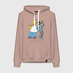 Толстовка-худи хлопковая женская Drunk Homer and Bender, цвет: пыльно-розовый