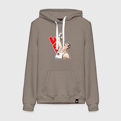 Толстовка-худи хлопковая женская Сталин за зож, цвет: утренний латте