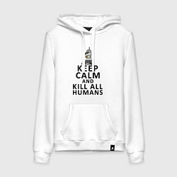 Толстовка-худи хлопковая женская Бендер Футурама, цвет: белый