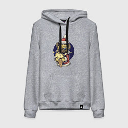 Толстовка-худи хлопковая женская Новогодний мопс с мороженым, цвет: меланж