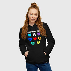 Толстовка-худи хлопковая женская Undertale - души 8 людей, цвет: черный — фото 2