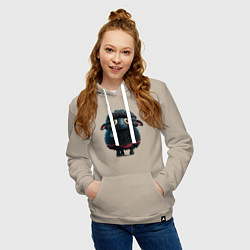 Толстовка-худи хлопковая женская Черный баран, цвет: миндальный — фото 2