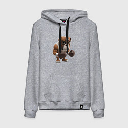 Толстовка-худи хлопковая женская Собака чемпион по боксу, цвет: меланж