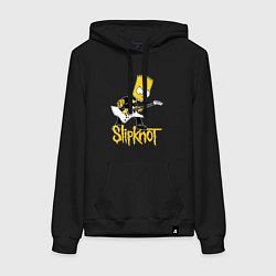 Толстовка-худи хлопковая женская Slipknot Барт Симпсон рокер, цвет: черный