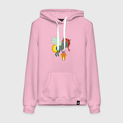 Толстовка-худи хлопковая женская Мультяшный светлячок с фонариком, цвет: светло-розовый
