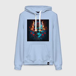 Толстовка-худи хлопковая женская Сила огня, цвет: мягкое небо