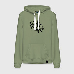 Толстовка-худи хлопковая женская Слейпнир конь бога Одина, цвет: авокадо